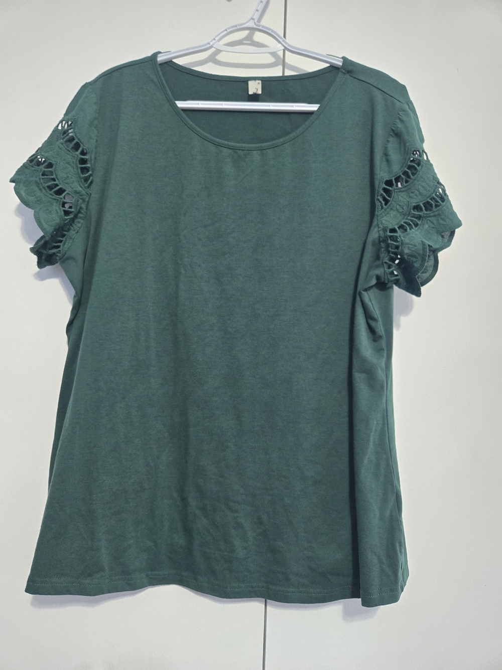 Agnes Orinda Green Crochet Flutter Sleeve Top Plus Size 2X